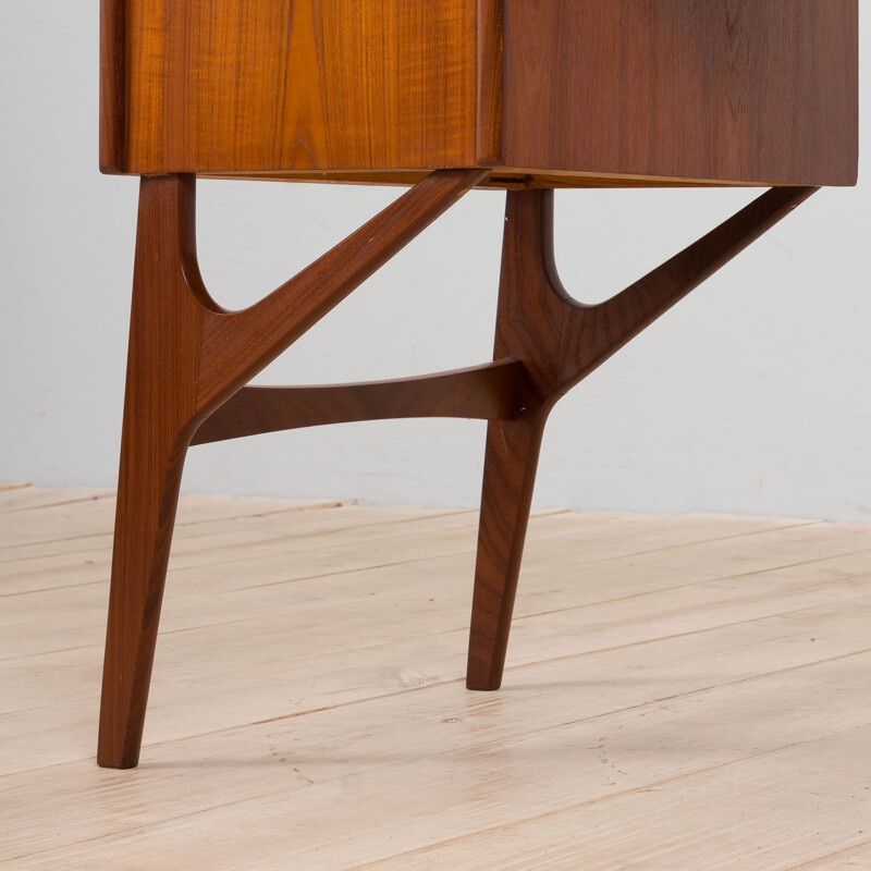 Vintage Deens teakhouten bureau op sculpturaal onderstel, 1960