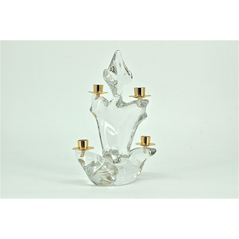 Candelabro vintage de cristal macizo de Schneider, Francia 1970