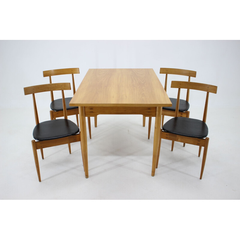 Vintage leather dining set by Alan Fuchs for Uluv, Czech 1960
