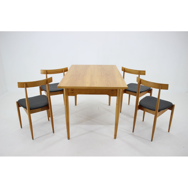 Vintage leather dining set by Alan Fuchs for Uluv, Czech 1960