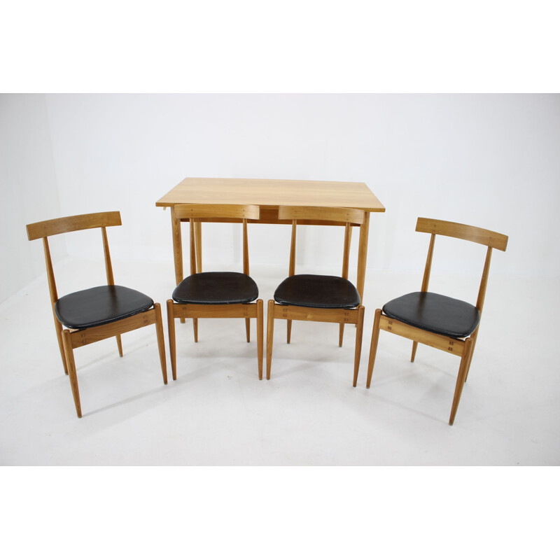 Vintage leather dining set by Alan Fuchs for Uluv, Czech 1960