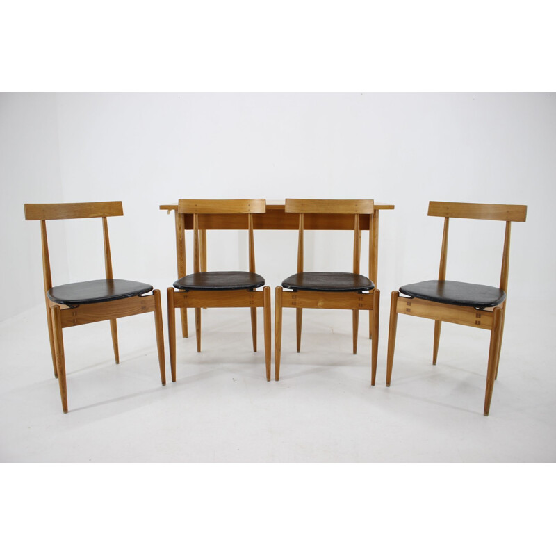 Vintage leather dining set by Alan Fuchs for Uluv, Czech 1960
