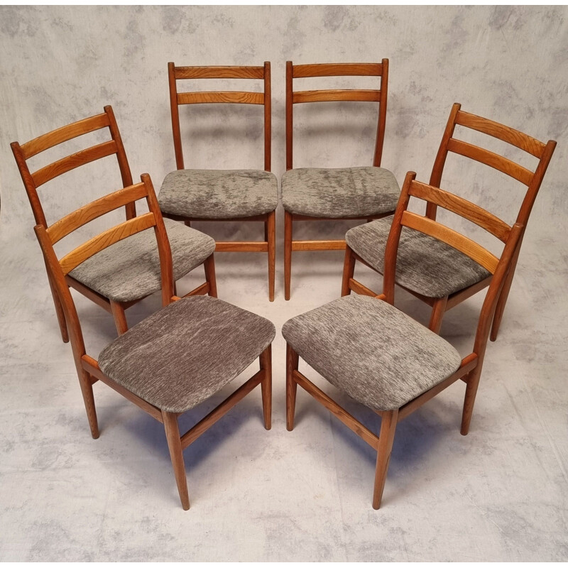 Set di 6 sedie vintage in olmo francese, 1960