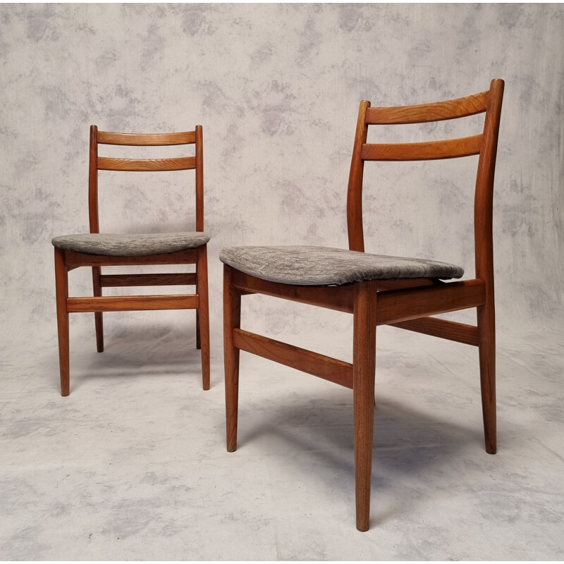 Set of 6 vintage French elmwood chairs, 1960