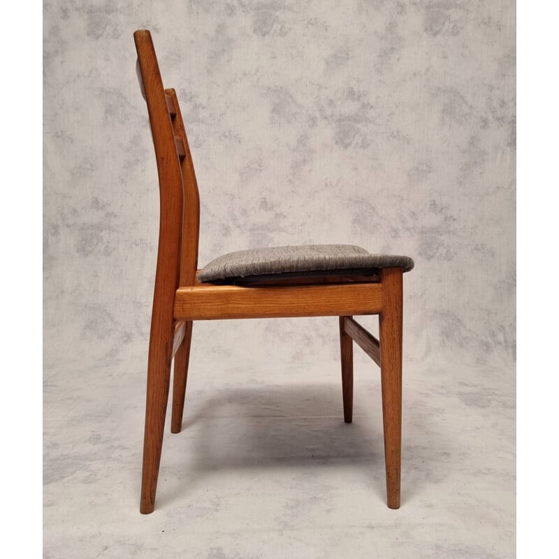 Set of 6 vintage French elmwood chairs, 1960