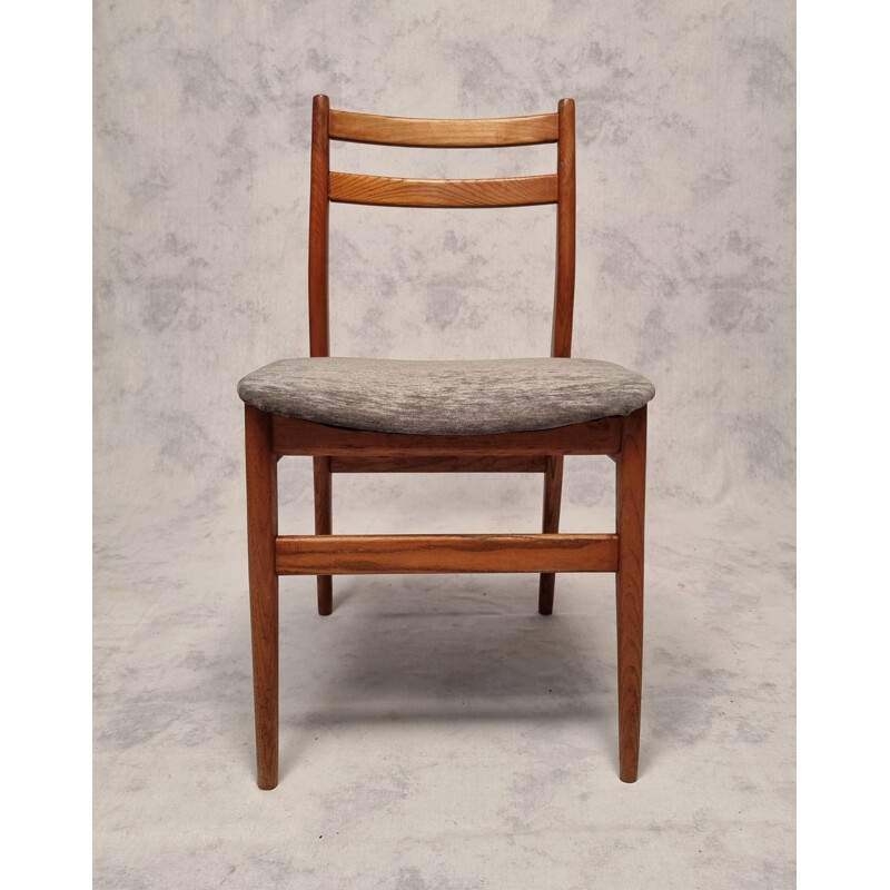 Set of 6 vintage French elmwood chairs, 1960