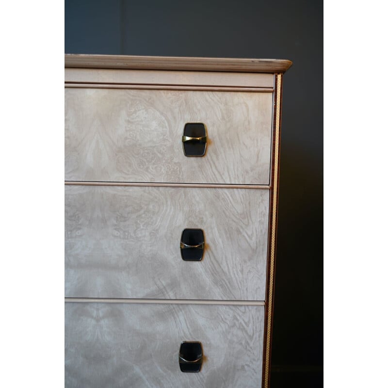 Vintage pearly white formica chest of drawers, 1960