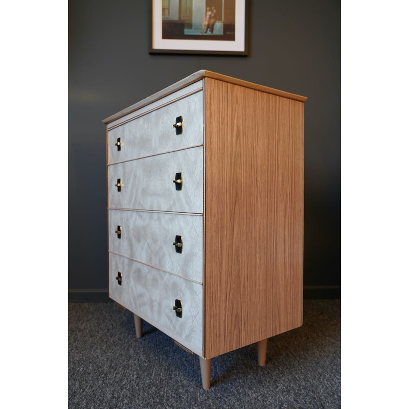 Vintage pearly white formica chest of drawers, 1960