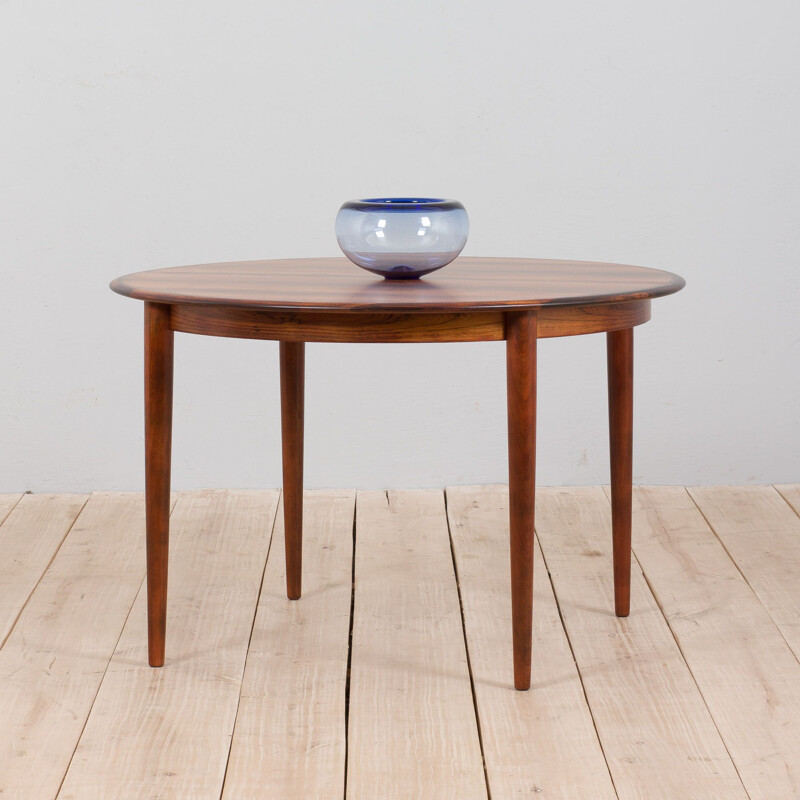 Danish vintage rosewood round extension table by Skovmand and Andersen, 1960s