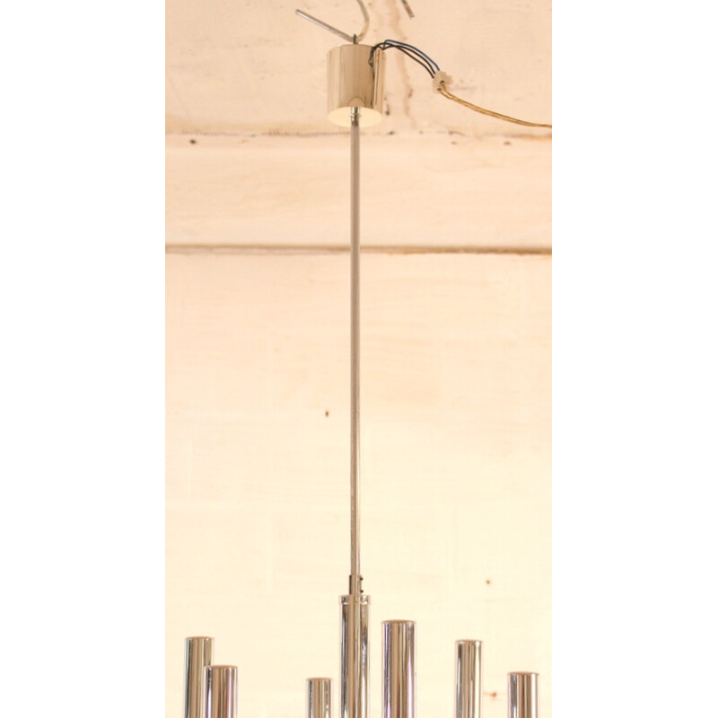 Italian chandelier in glass and metal, Gaetano SCIOLARI - 1960s