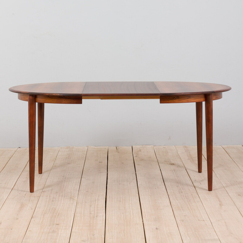 Danish vintage rosewood round extension table by Skovmand and Andersen, 1960s