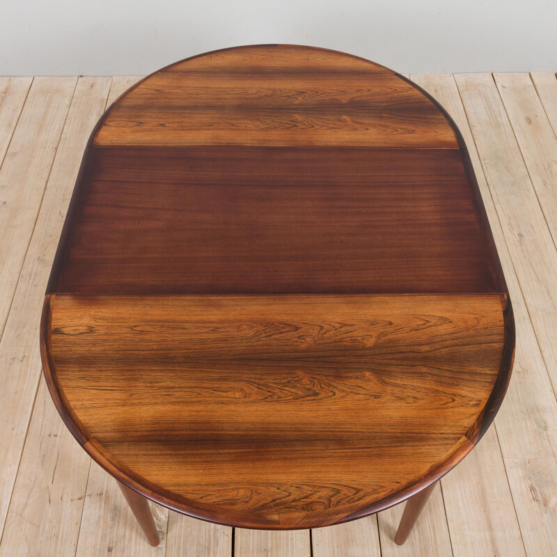 Danish vintage rosewood round extension table by Skovmand and Andersen, 1960s