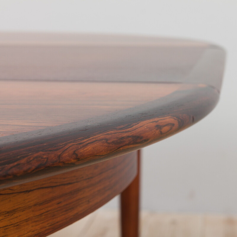 Danish vintage rosewood round extension table by Skovmand and Andersen, 1960s