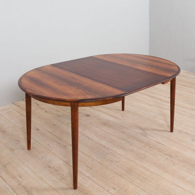 Danish vintage rosewood round extension table by Skovmand and Andersen, 1960s