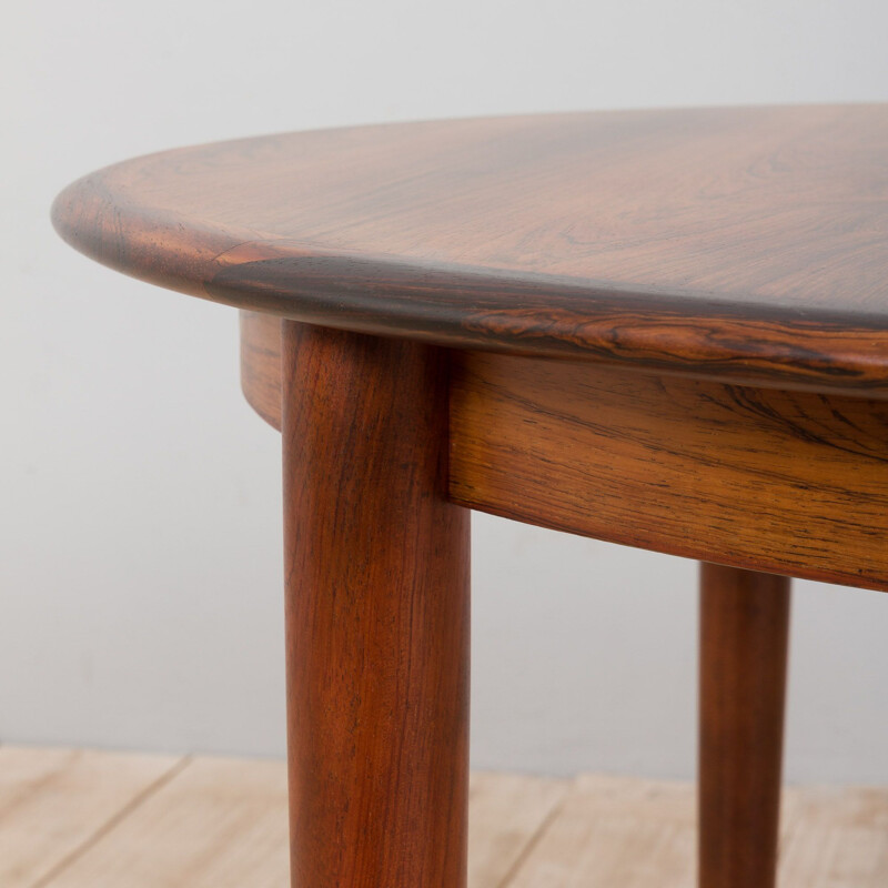 Danish vintage rosewood round extension table by Skovmand and Andersen, 1960s