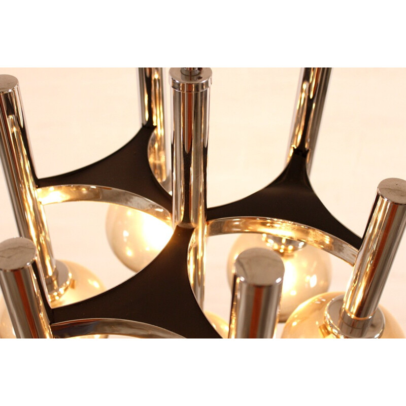 Italian chandelier in glass and metal, Gaetano SCIOLARI - 1960s