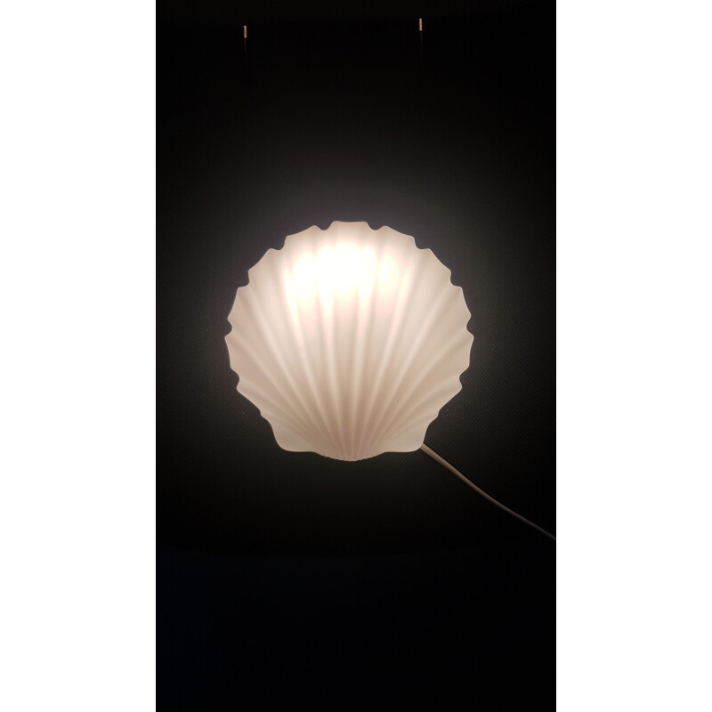 Vintage opal glass shell wall lamp by Glashutte Limburg, Germany 1960-1970s