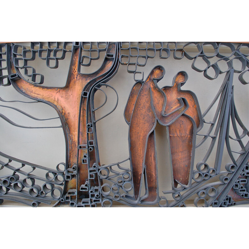 Vintage metal wall sculpture by Ferdi Walther, 1976