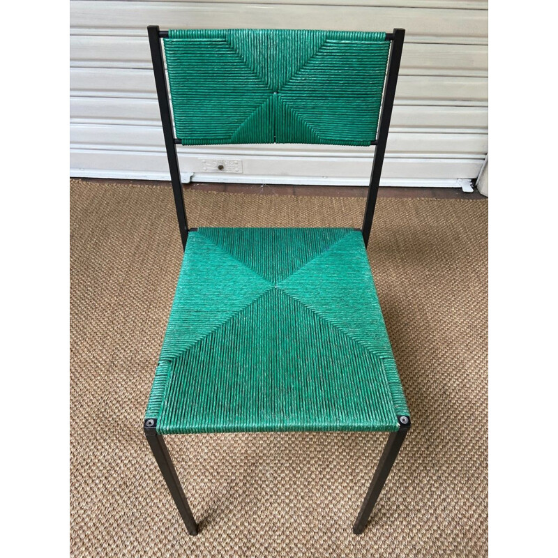 Set van 6 vintage groene Paludis 150 stoelen van Giandomenico Belloti voor Alias, 1950