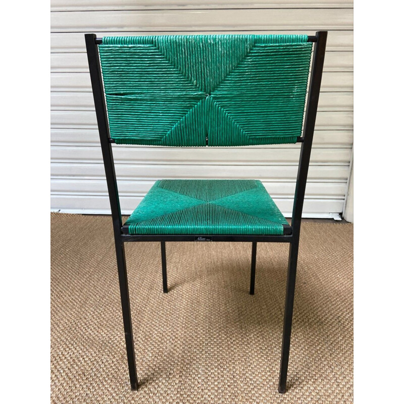 Set of 6 vintage green Paludis 150 chairs by Giandomenico Belloti for Alias, 1950