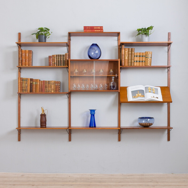 Danish mid century teak wall unit, 1960-1970s