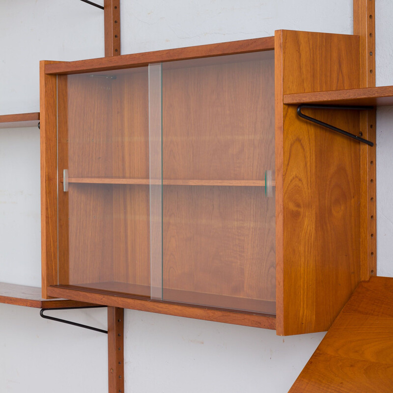 Danish mid century teak wall unit, 1960-1970s