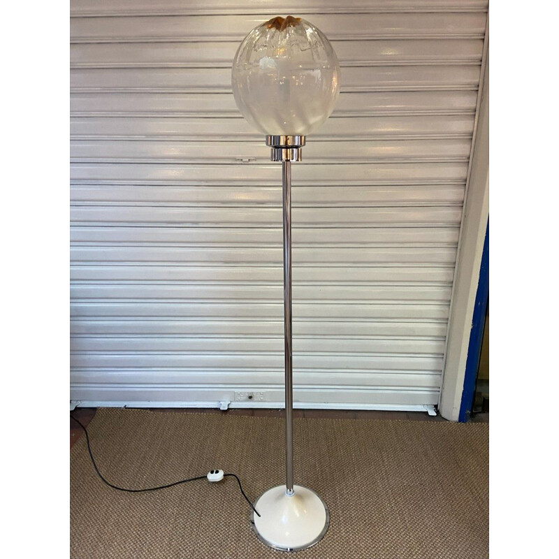 Vintage floor lamp in Murano glass and metal by Mazzega, 1970