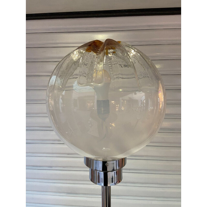 Vintage floor lamp in Murano glass and metal by Mazzega, 1970