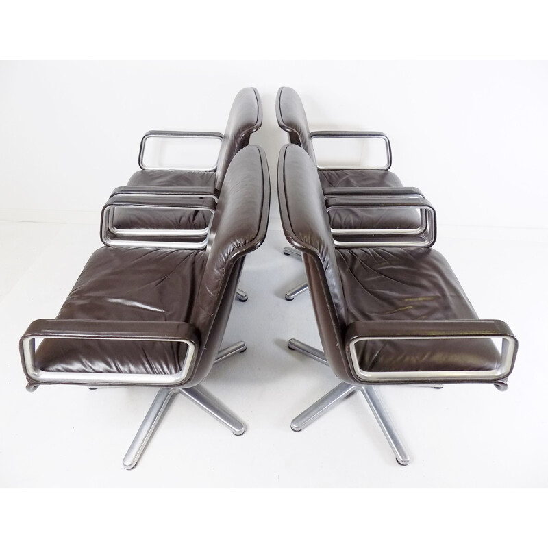 Set of 4 vintage leather armchairs by Wilkhahn Delta