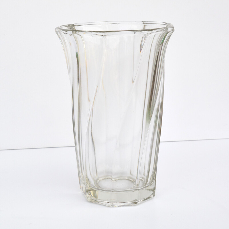 Vase vintage en verre de sodium par František Pečený pour Heřmanova Hut, Tchèque 1970