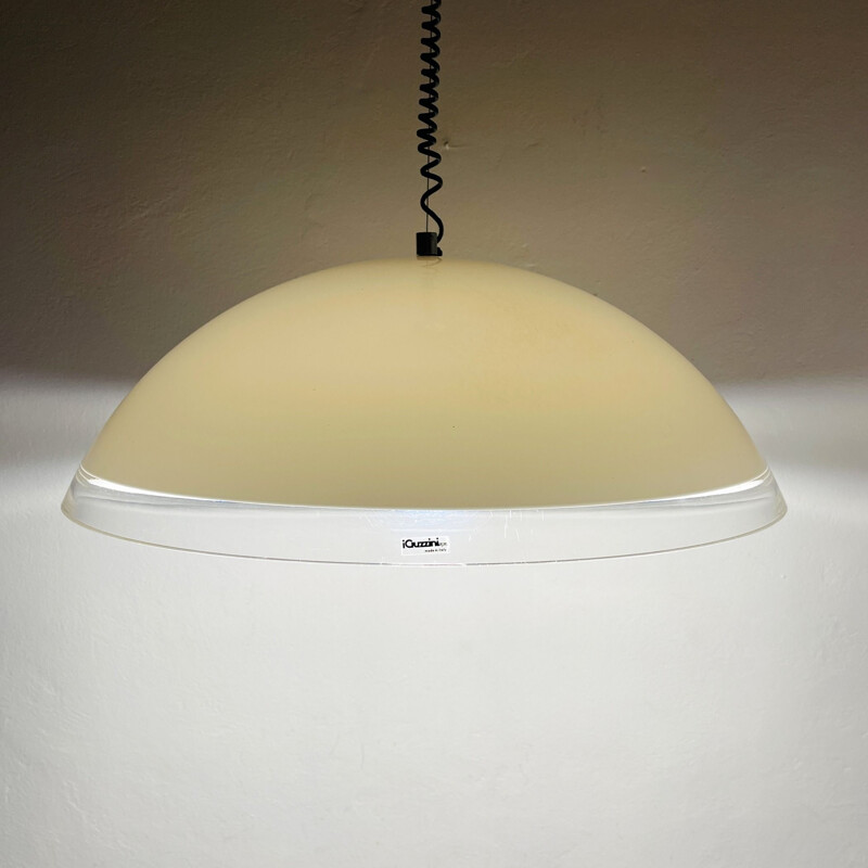 Mid-century white plastic pendant lamp by iGuzzini, Italy 1980s