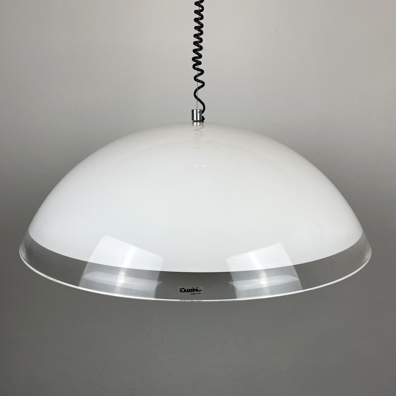 Mid-century white plastic pendant lamp by iGuzzini, Italy 1980s
