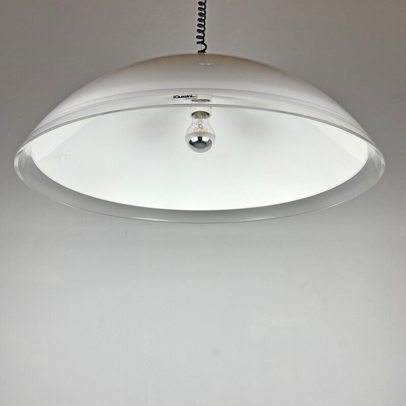 Mid-century white plastic pendant lamp by iGuzzini, Italy 1980s