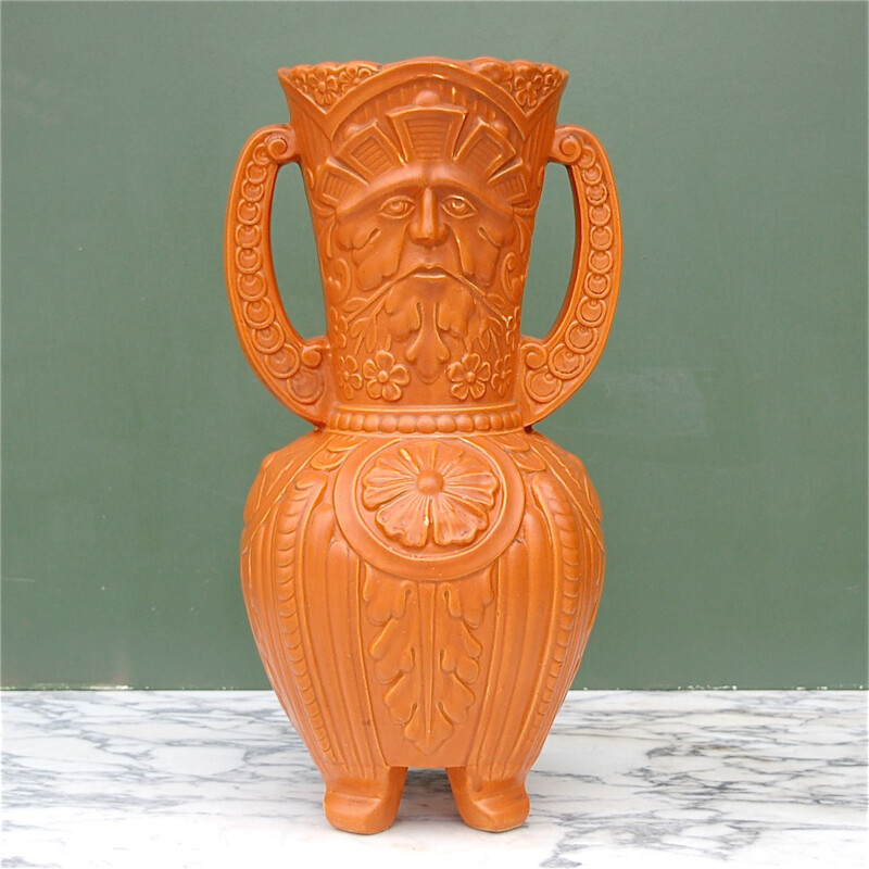 Vintage ceramic vase with double handle