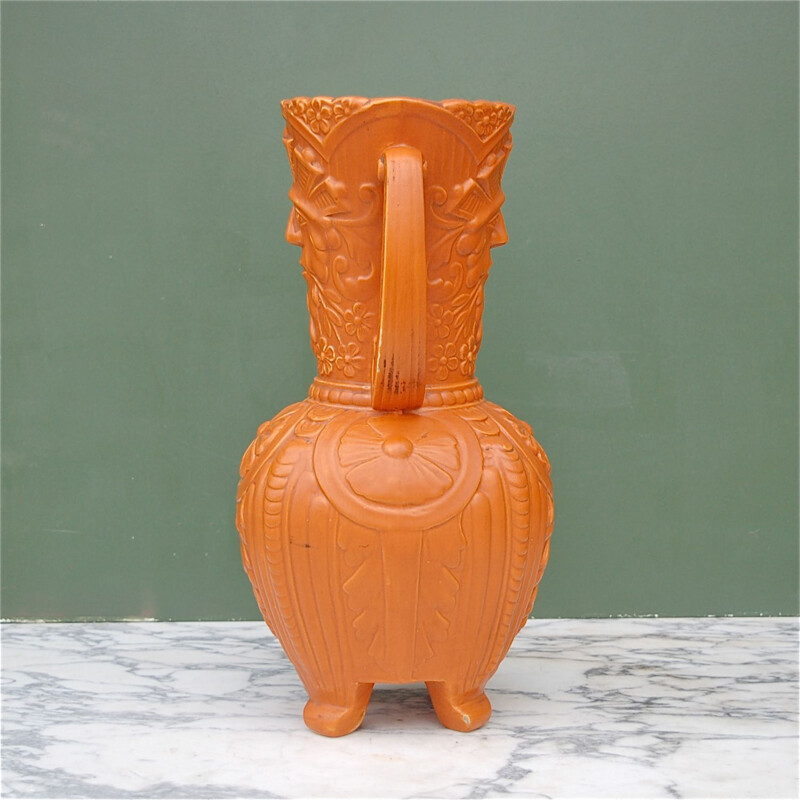 Vintage ceramic vase with double handle