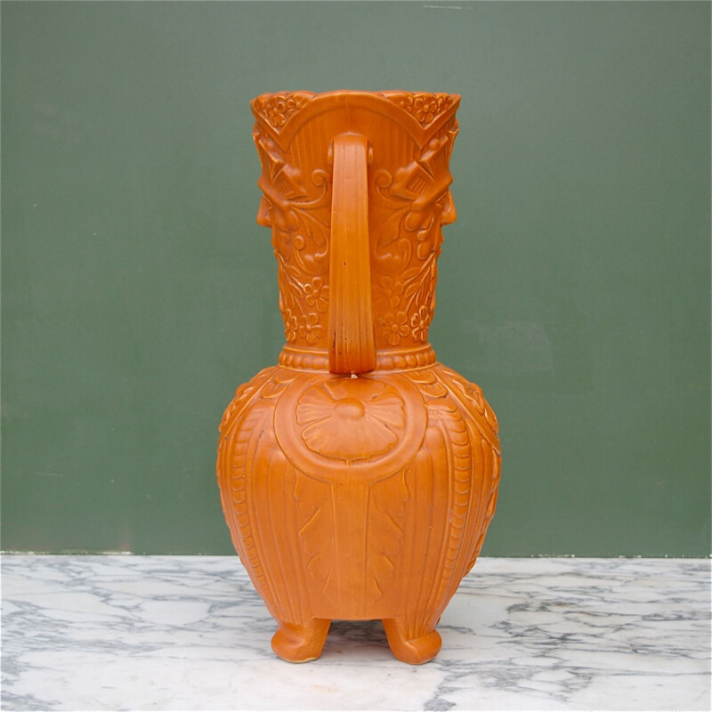 Vintage ceramic vase with double handle