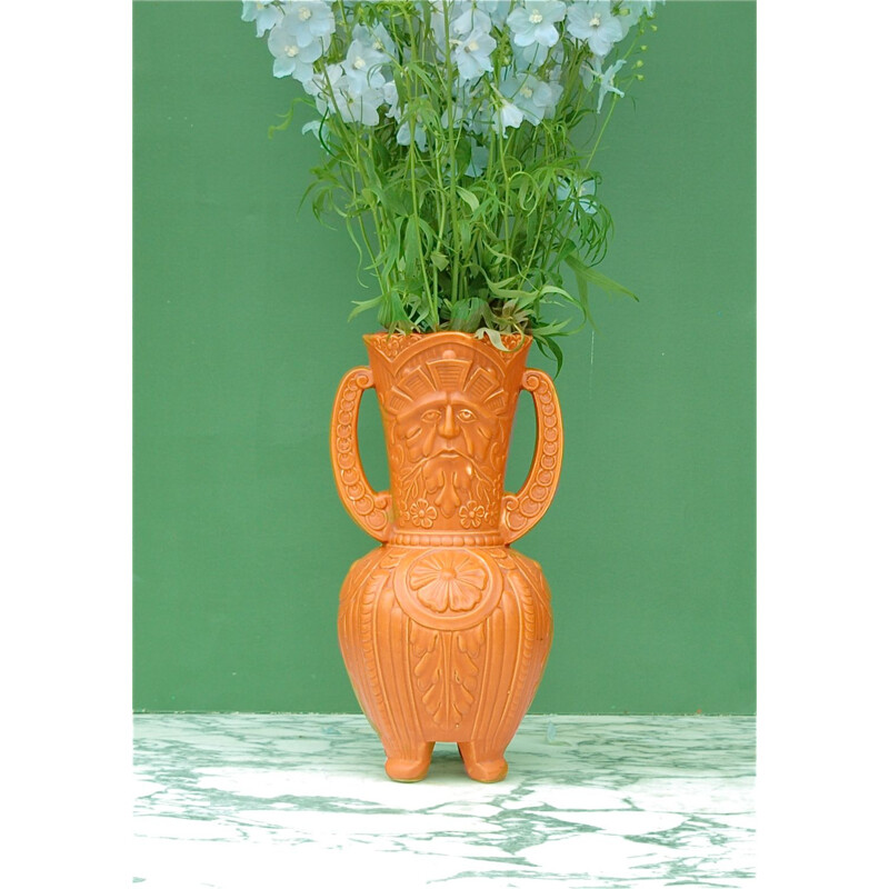 Vintage ceramic vase with double handle