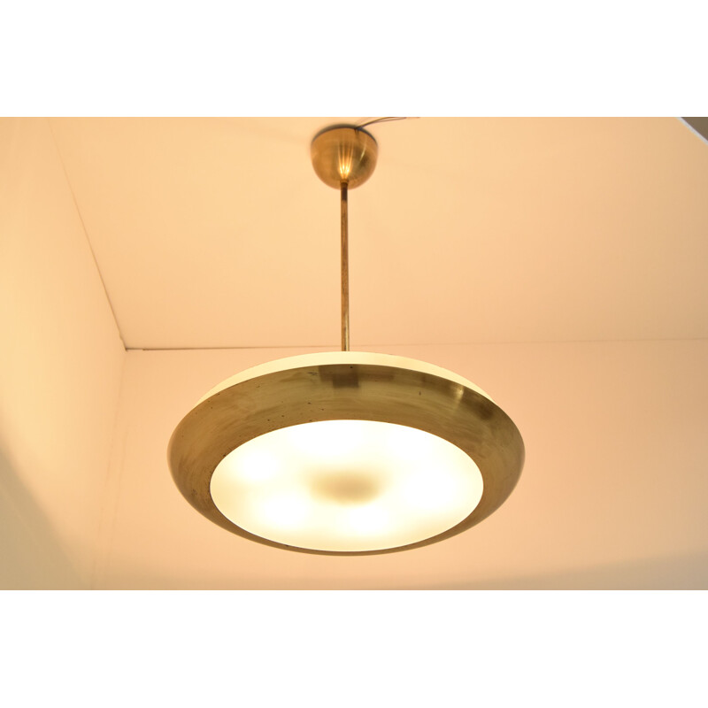 Bauhaus vintage Ufo pendant lamp by Josef Hurka for Napako, Czechoslovakia 1940s