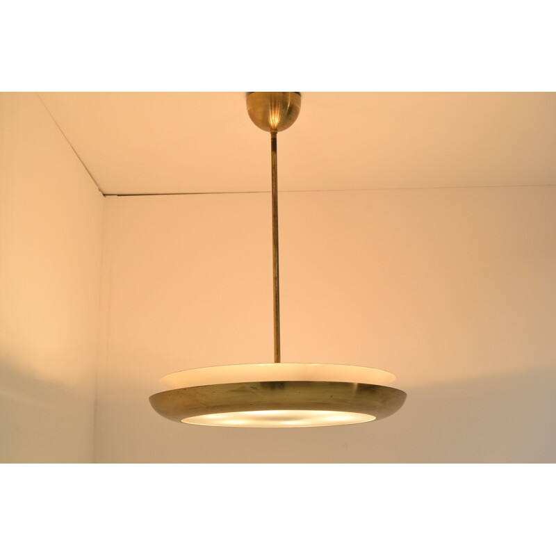 Bauhaus vintage Ufo pendant lamp by Josef Hurka for Napako, Czechoslovakia 1940s