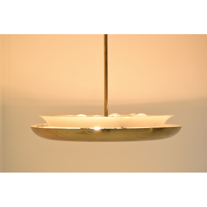 Bauhaus vintage Ufo pendant lamp by Josef Hurka for Napako, Czechoslovakia 1940s