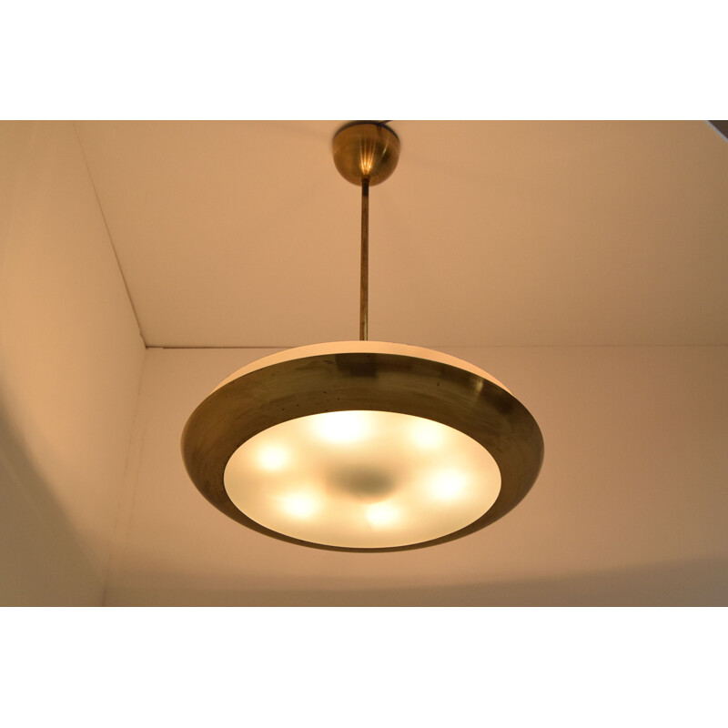 Bauhaus vintage Ufo pendant lamp by Josef Hurka for Napako, Czechoslovakia 1940s