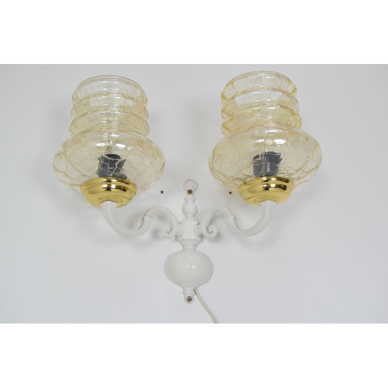 Vintage wall lamp in glass and metal, Czech 1970