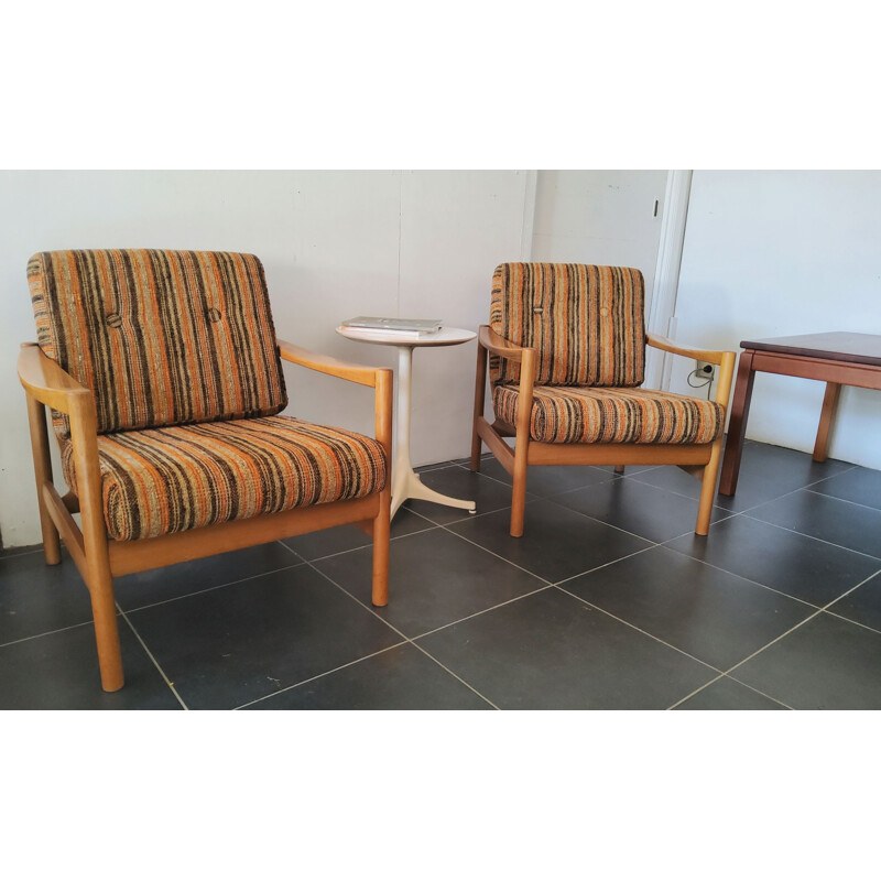 Pair of vintage Scandinavian wooden armchairs, 1960