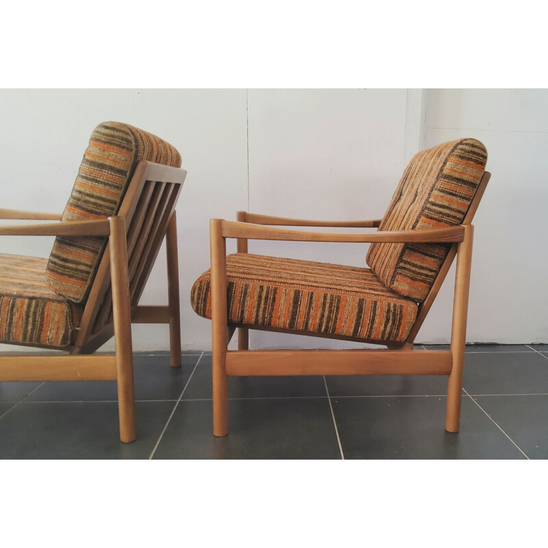 Pair of vintage Scandinavian wooden armchairs, 1960