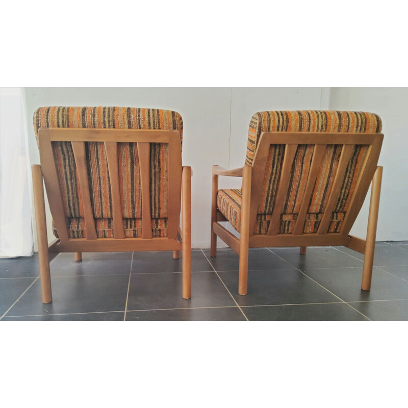 Pair of vintage Scandinavian wooden armchairs, 1960