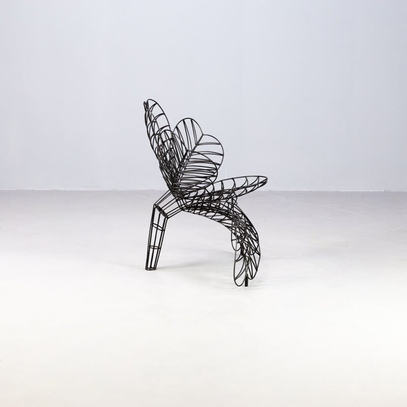 Vintage "fiore" handmade metal armchair by Anacleto Spazzapan