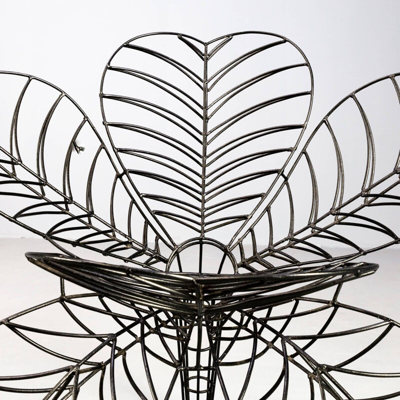 Vintage "fiore" handmade metal armchair by Anacleto Spazzapan