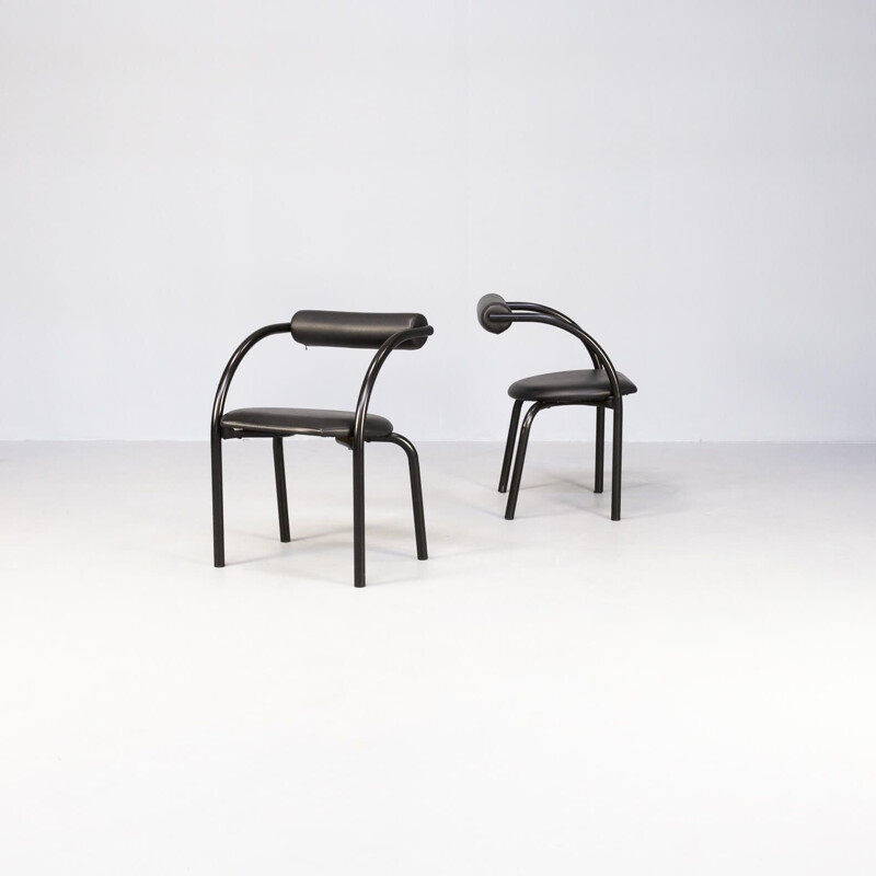 Coppia di sedie danesi vintage in metallo e skai per Xcol