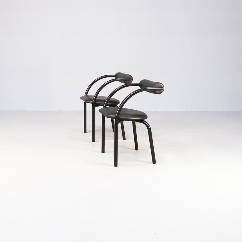 Par de cadeiras dinamarquesas vintage em metal e skai para Xcol