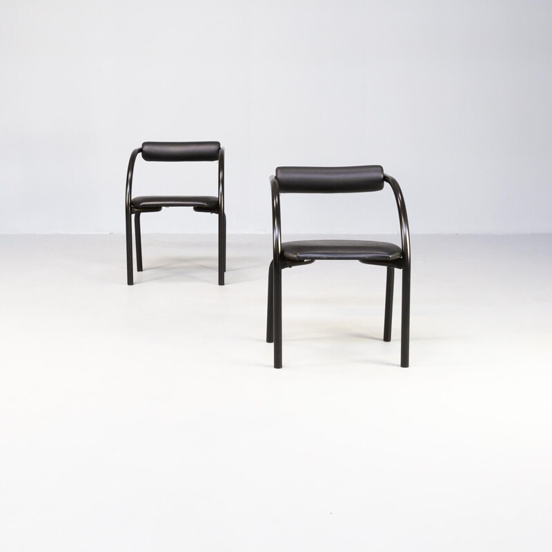 Pair of vintage Danish chairs in metal and skai for Xcol